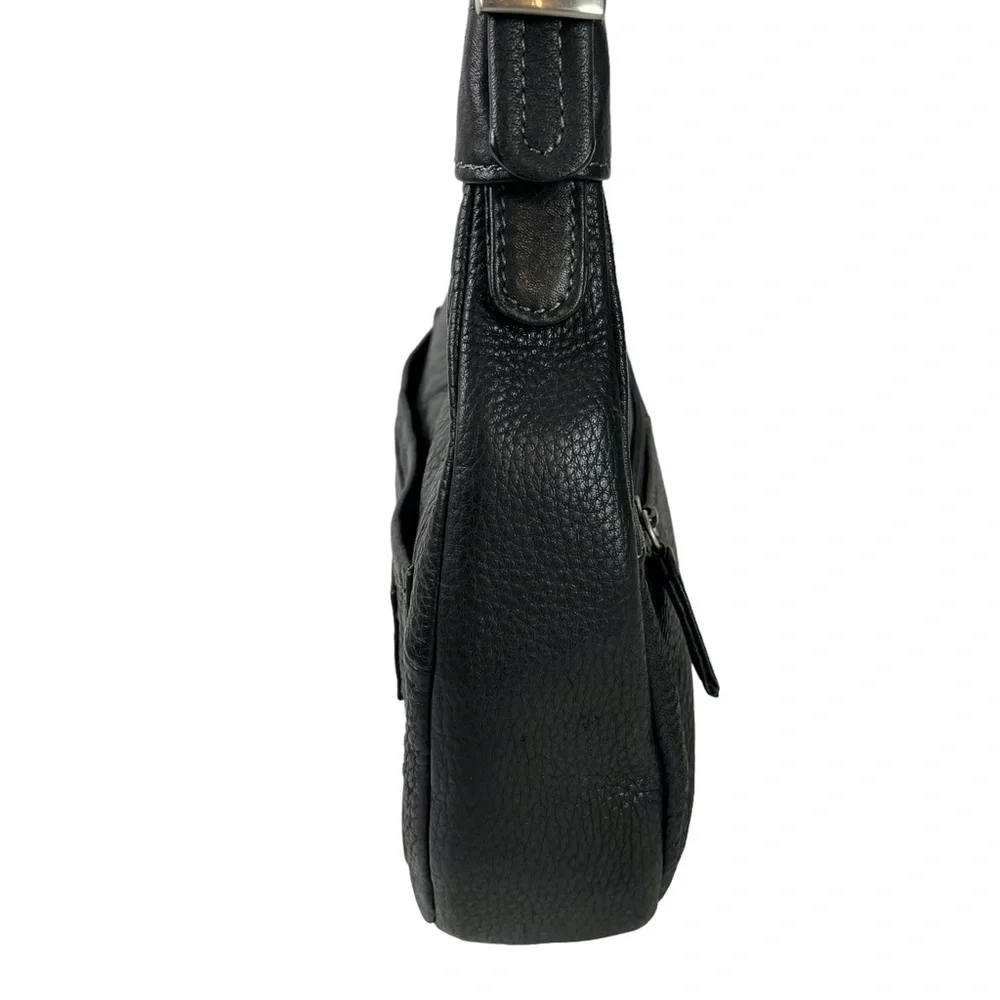 Tignanello Black Genuine Leather Hobo Handbag Shoulder Bag Purse Tote Satchel